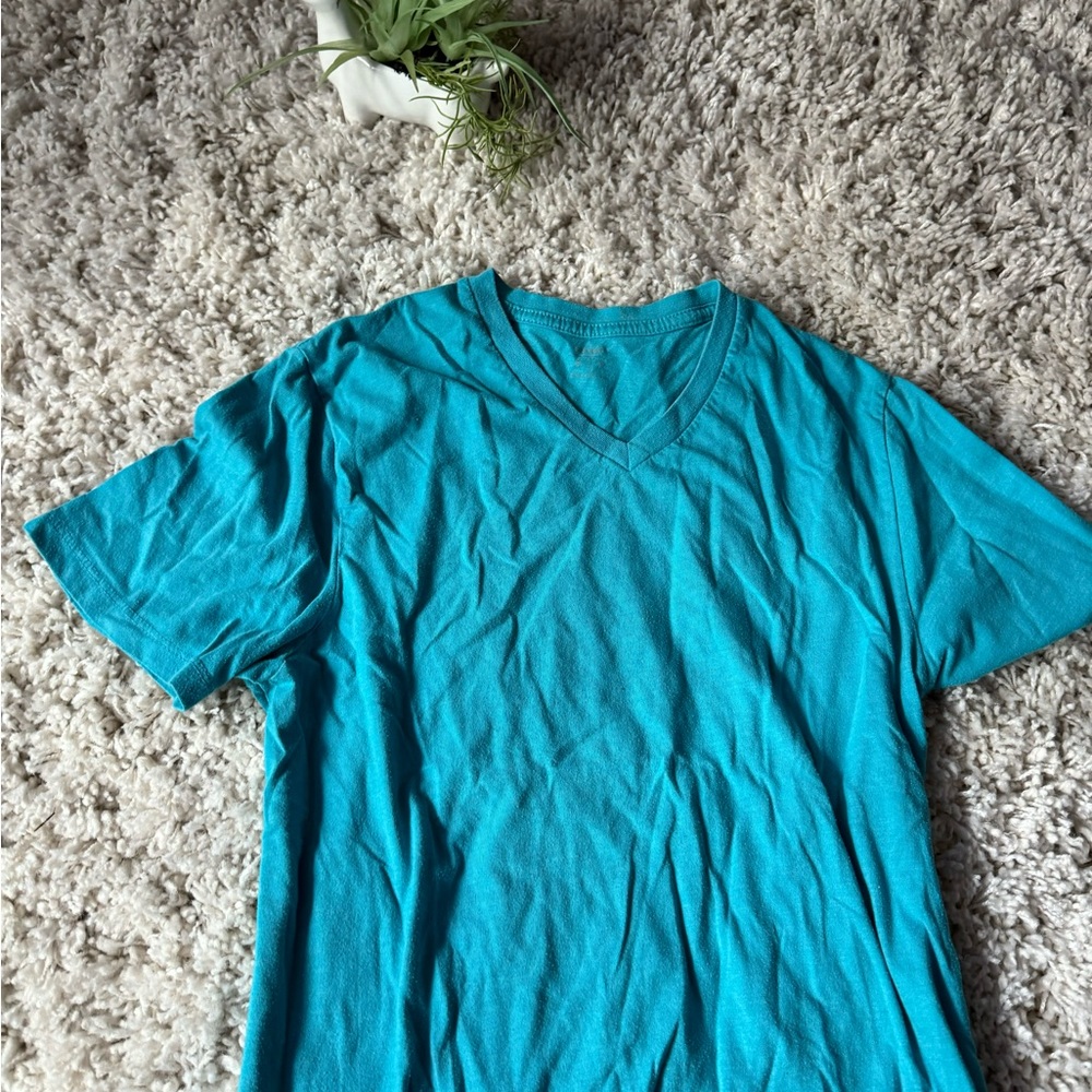 Simple, casual light blue teal simple cozy oversize T-shirt. Size large.